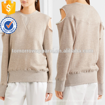 Sweatshirt à manches courtes en coton mélangé à manches longues pour la fabrication en gros de vêtements pour femmes (TA4100B)
